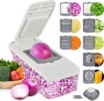 SUSTEAS Vegetable Chopper Mandoline Slicer,6 Blade Pro Food Chopper, Onion Potato Dicer, Veggie Cutter for Salad, Carrot, Cucumber Home Kitchen Gadgets Accessories Essentials(10 in 1, Grayish White) - Image 2