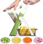 Safe Mandoline Slicer for Kitchen, Professional Vegetable Chopper With Container, Onion Chopper/Potato Slicer, More with 30+ Presets & Thickness Adjuster, Faster Food Chopper Gadgets - Green - Image 2