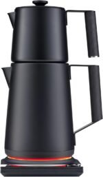 Saki Turkish Tea Maker Machine Pro, Electric Double-Pot Teapot 1.75L 120V, 120 Min Keep-Warm, Stainless Steel BPA-Free, Auto Shut-Off & Boil-Dry, LED Brew Ring, Matte Black - Image 2