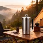 Samll French Press Coffee Maker 21OZ, Stainless Steel 600ml Coffee Press with Black Handle for Personal, Office, Travel,Camping (Sanding Silver, 1-3 Cups) - Image 2