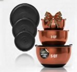 Samma Copper Mixing Bowls Set with Lids - Stainless Steel Interior, Non-Slip Black Silicone Base - Nesting Mixing Bowls for Baking, Cooking & Meal Prep (3-Piece Set) - Image 2