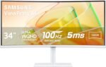 Samsung 34” ViewFinity (S65TC) Series Ultra-WQHD 1000R Curved Computer Monitor, HDR10, 100Hz, AMD FreeSync, Thunderbolt 4, Height Adjustable Stand, Built-in Speakers, Eye Care, LS34C650TANXGO, 2024 - Image 2