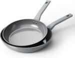 Sanho Diamond-Titanium Ceramic Nonstick Fry Pan Set, 10in & 12in Frying Pans, PFAS PFOA PTFE Free, Dishwasher Safe & Induction Compatible Cookware with Cool-Touch Handle, Gray - Image 2