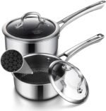 Sauce pan with lid,1.5 Quart & 2.5 Quart Hybrid Nonstick Sauce pans set, Stainless Steel cookware,non stick Pots PFOA Free,Works on Induction,Ceramic and Gas Cooktops - Image 2
