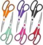 Scissors, Rkqoa 8" Scissors All Purpose 6 Pack - Comfort-Grip Sharp Scissor for Office School Adult Art Sewing Fabric Craft Supplies, Teacher/Classroom Everyday Use, Right/Left Handle - Image 2