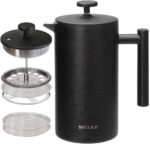 Secura French Press Coffee Maker, 304 Grade Stainless Steel Insulated Coffee Press with 2 Extra Screens, 34oz (1 Litre), Black - Image 2