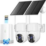 Security Cameras Wireless Outdoor 5G&2.4G, No Subscription, 2 Cam-Kit, 4MP Solar Powered 4CH Expandable Home Security Cameras System with 360°PTZ,128GB Local Storage,Color Night Vision WiFi Cameras - Image 2