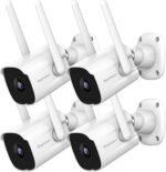 Septekon 2K Home Security Cameras, 4 Pack Wired WiFi Outdoor Security Cameras with Night Vision, Two-Way Audio, 2.4G WiFi, IP66, Motion Detection Alarm - P30 - Image 2
