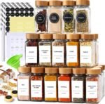 Set of 24 Glass Spice Jars with Various Labels, Bamboo Shaker Lids & Funnel, Kitchen Storage Jars with Airtight Lid, Spices & Seasonings Sets Organizer, Spice Containers, Glass Jar Food Canister - Image 2