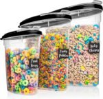 Shazo 3 PC Cereal Container Storage Set (5.2L, 2.8L, 1.2L) - Large Airtight Food Storage Containers with Flip-Top Lids, BPA-Free Plastic Cereal Dispenser for Pantry, Rice, Flour, Sugar & Pasta - Image 2
