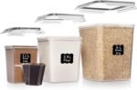 Shazo Flour Sugar Storage Containers Set of 3 (6L, 2.9L, 1.1L) Large Airtight Food Storage Containers with Lids, BPA-Free Plastic Container for Kitchen & Pantry Organizers, Cereal, Rice & Pasta - Image 2