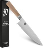 Shun Classic Blonde 8" Chef's Knife, Handcrafted Japanese Kitchen Knife for Professional and Home Chefs, VG-MAX Core with Damascus Stainless Steel Cladding, Pakkawood Handle - Image 2