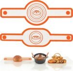 Silicone Bread Sling Oval and Round for Dutch Oven, KITMAL Non Stick Reusable Silicone Baking Mat with Long Handles Sourdough Bread Baking Supplies and Making Tools, Orange - Image 2