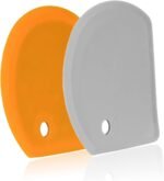 Silicone Dough Scraper with Stainless Steel Sheet, Curved Edge Flexible Bowl Scraper for Baking, Food Grade Silicone Bench Scraper for Sourdough Bread Proofing Basket, Set of 2, Gray & Orange,SAPID - Image 2