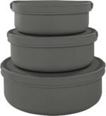 Silicone Food Storage Containers Bowl, Set of 3 Reusable Silicone Bento Lunch Box Containers with Lids (17oz, 25oz, 42oz) Dishwasher, Microwave and Freezer Safe Charcoal Gray - Image 2