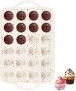 Silicone Mini Muffin Pan With Metal Reinforced Frame - 24 Cups Durable Silicone Cupcake Pan for Muffin, Cupcakes, BPA Free and Dishwasher Safe - 1 Piece Beige with Rainbow Spots - Image 2
