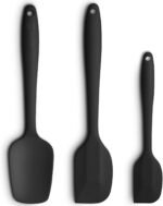 Silicone Spatula 3-Piece Set, Ergonomic Handle High Heat-Resistant Spatulas, Non-Stick Rubber Spatulas with Stainless Steel Core, Black - Image 2