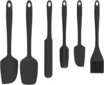 Silicone Spatula Set, 6 Pieces Food Grade Kitchen Utensils with Silicone Brush Heat Resistant Dishwasher Safe BPA-free Rubber Spatula for Scraping, Baking, Cooking, Mixing (Black) - Image 2
