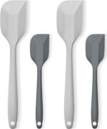 Silicone Spatula Set, Premium Spatulas Silicone Heat Resistant 2 Small & 2 Large Flexible Scraper for Nonstick Cookware, Rubber Spatula for Kitchen Mixing Baking Cooking Use, Soft Spatula - Gray - Image 2