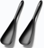 Silicone Spatula Spoon, Great for Both Cooking and Serving Durable BPA-Free Matte Black Silicone, Seamless Design, Safe for Nonstick Cooking Surfaces, 2-Pcs, Black - Image 2