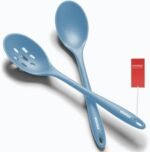 Silicone Spoons for Cooking - Extra Large Kitchen Spoons for Mixing, Serving, & Stirring - 600°F Heat-Resistant Non Stick Utensils Ladle & Skimmer- Dishwasher Safe, Starry Blue - Image 2