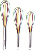 Silicone Whisk Set - Non-Scratch Set of 3 - Mini & Small Sizes - Stainless Steel Whisk - Cookware Wisking Tool - Image 2
