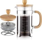 Sivaphe 34 oz French Press Coffee/Tea Maker with Bamboo Lid and Hand Stainless Steel High Borosilicate Glass 1000ml Coffee Brewer Set - Image 2