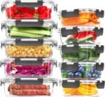 Skroam 10-Pack Glass Meal Prep Containers, Food Storage Containers with Snap Locking Lids, Airtight Bento Boxes for Microwave, Oven, Freezer and Dishwasher - Image 2