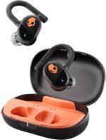 Skullcandy Push Play Active Wireless Earbuds, Bluetooth Headphones, Noise Isolating Fit, 34 Hrs Battery, Secure-Fit Over-Ear Hanger, Sweat Water Resistant, Microphone for iPhone Android - Black/Orange - Image 2