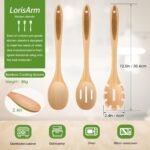 Slotted Cooking Spoon, 12.5" Large Bamboo Serving Spoons for Mixing Stirring draining, Wood Slotted Spoon for Nonstick Kitchen Utensils Tableware Wooden Scoop Spoon. - Image 2