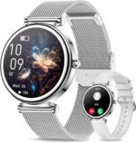 Small Smart Watch for Women with Bluetooth Call, 1.27” Ladies Smart Watch,120+ Sports Modes Step Counter Fitness Watch, HR/BP/SpO2 Sleep Monitor, IP68 Waterproof Smartwatch for Android/iOS Silver - Image 2