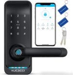 Smart Door Lock with Handle: Kucacci Keyless Entry Digital Door Lock for Front Door - Fingerprint Keypad Smart Dnob - Generate Passcode Remotely - App Control - Easy Installation(Black) - Image 2