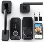 Smart Front Door Lock Sets: 2K HD Camera Lock with Doorbell Kits, Hornbill Fingerprint Keyless Entry Door Lock with Handles, WiFi Deadbolt(only 2.4G) for Remote Control, Free APP/Alexa/PIR, Black - Image 2