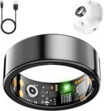 Smart Health Ring for Women Men, Fitness Tracker Ring with Heart Rate, Blood Oxygen, Sleep Tracker, Step Tracker, No Subscription Fee, IP68 Waterproof Smart Ring for iPhone & Android (Black, 8#) - Image 2