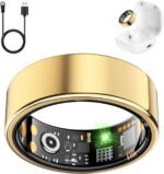Smart Health Ring for Women Men, Fitness Tracker Ring with Heart Rate, Blood Oxygen, Sleep Tracker, Step Tracker, No Subscription Fee, IP68 Waterproof Smart Ring for iPhone & Android (Gold, 12#) - Image 2