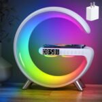 Smart LED Table Bedside Lamp with Bluetooth Speaker & App Control, 15W Fast Wireless Charging Station Dock, Sunrise Alarm Clock, Cool Night Light, for Bedroom, Home Decor, Birthday, Christmas Gifts - Image 2