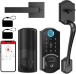 Smart Lock Front Door, SMONET Keyless Entry Door Lock with Handle, Smart Front Door Lock Set Fingerprint Smart Deadbolt Bluetooth Electronic Digital Keypad Lock, Auto Lock Work with Alexa, Black - Image 2