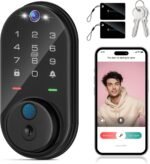 Smart Lock with Camera, Fingerprint Keyless Entry Deadbolt Lock, Built-in WiFi, Video Doorbell, Touchscreen Keypad, 2-Way Audio, Tuya APP, Waterproof, 8 AA Batteries, for Front Door - Image 2