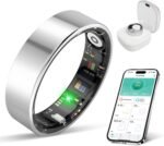 Smart Ring IP68 Waterproof，5-Day Long Battery Life, No Subscription Fee，Fitness Health Tracker for Men Women, Heart Rate & Sleep Monitoring Daily Use，iOS&Android Compatible (Silver, 8) - Image 2