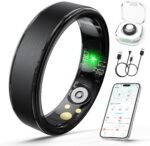 Smart Ring for Women Men, Health Fitness Tracker Ring with Heart Rate/Sleep Tracker/Blood Oxygen/HRV/Stress/Calorie/Steps, IP68 Waterproof for iOS & Android, No APP Fees(Black,10#) - Image 2