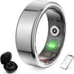 Smart Ring for Women & Men- Health Fitness Tracker with HRV/Sleep Monitoring/Step Counter/Calorie&Distance Tracking, 7-Day Battery，Remote Photo,Menstrual Cycle (Silver, #9) - Image 2