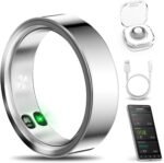 Smart Ring with Call/Clock/Events Alerts, No APP Subscription, Body Temp/Heart Rate/Women's Health Tracker, 5ATM Waterproof Fitness Ring for Android & iOS - Image 2