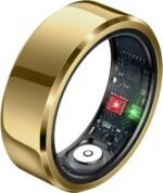 Smart Rings, Fitness Tracker Ring, Heart Rate, Blood Oxygen, Stress, Step Tracker, Sleep Monitoring, Air Gestures, No Subscription Fee, IP68 Waterproof for iPhone&Android (Gold, #11) - Image 2