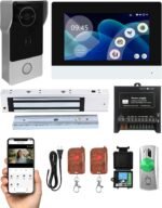 Smart Video Doorbell Intercom System with 600lb Magnetic Lock, 7" Touch Screen Wi-Fi Monitor, 1080P 2.0MP HD Camera, RFID IC Card Access, Tuya App Remote Unlock, Exit Button & Remote Control Kit - Image 2