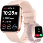 Smart Watch for Women, Answer/Make Calls, Alexa Built-in, 1.85" Touch Screen Fitness Tracker for Android & iPhone, Heart Rate/Sleep/SpO2 Monitor Smartwatch, IP68 Waterproof 100+ Sport Modes, 2 Bands - Image 2