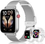 Smart Watch for Women Men (Answer/Make Calls) 1.83" HD 3 Bands Smartwatch Compatible Android iPhone Phones with Fitness Step Tracker/Heart Rate/Sleep Monitor, 120+ Sports Modes IP68 Waterproof, Silver - Image 2