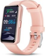 Smart Watch for Women, Slim Fitness Tracker with Heart Rate, Blood Oxygen, Sleep & Step Monitor, IP68 Waterproof Smartwatch, Lightweight Pink/Gold Bracelet Watch Compatible with Android & iPhone - Image 2