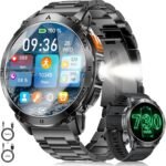 Smart Watches for Men Answer/Make Call, 1.62" AMOLED/730mAh Battery/LED Flashlight Military Smartwatch, 110+ Sports Modes IP68 Waterproof Fitness Tracker for Android iOS Black - Image 2