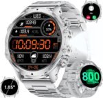 Smart Watches for Men(Answer/Make Calls) with LED Flashlight, 1.85"HD Screen Outdoor Sports Smartwatch ,800mAh Battery,Heart Rate/Sleep Monitor 5ATM Waterproof Fitness Tracker for Android iOS,Sliver - Image 2