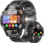 Smart Watches for Men,Military Rugged Men Smartwatch, Stainless Steel Body, IP68 Waterproof, 30-Day Long Standby, Answer/Make Call, 1.43" HD Screen, Compatible for Android iOS(2 Bands) - Image 2